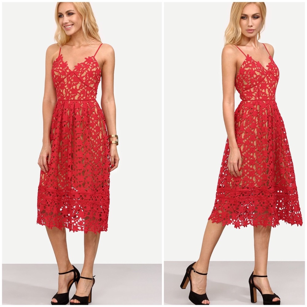 Hollow Out Fit & Flare Cami Midi Dress - Picture 4 of 8